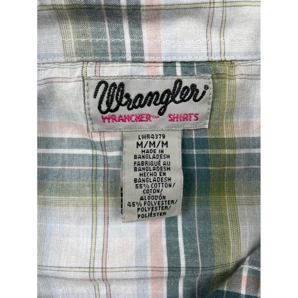 Wrangler Western Plaid Sleeveless‎ Snap Button Shirt M Medium - Picture 7 of 10